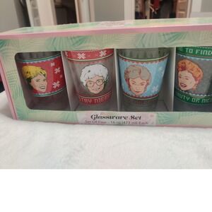 The Golden Girls Christmas Glassware Set 4 Pack 16oz Holiday Sweater Glasses